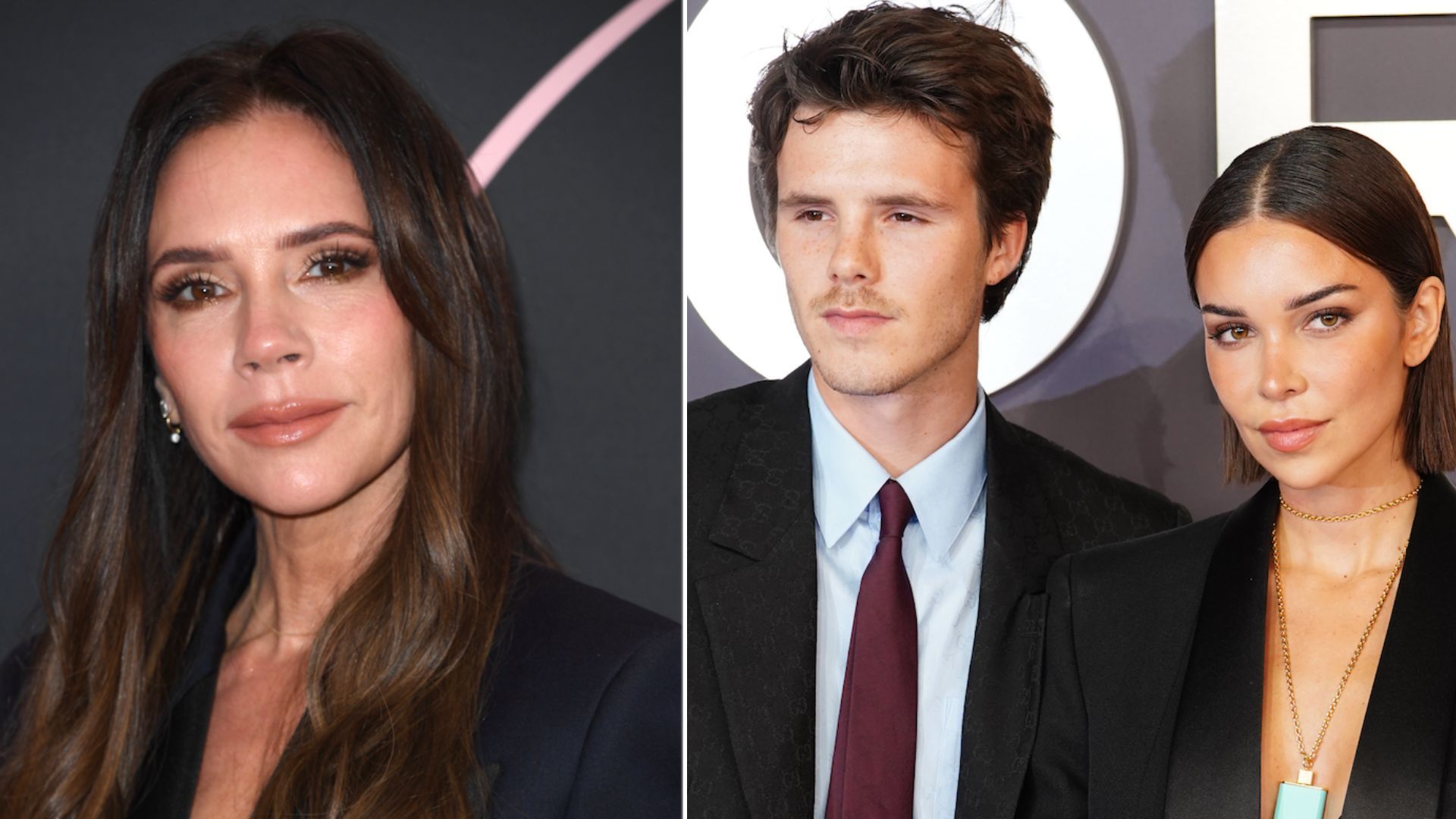 A split image of Victoria Beckham, Cruz and Jackie Apostel