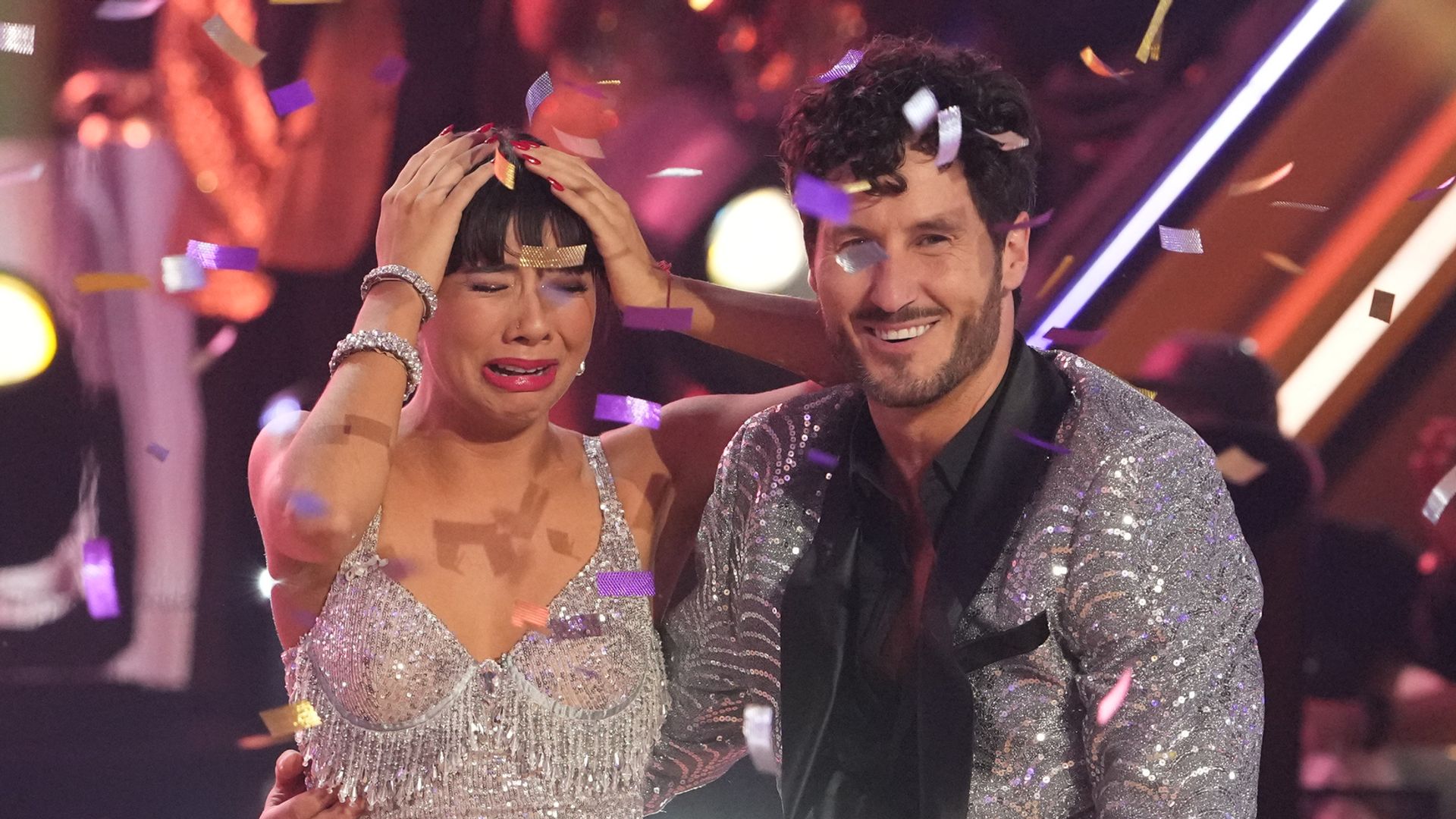 Xochitl and Val win the 2023 Mirrorball Trophy on DWTS