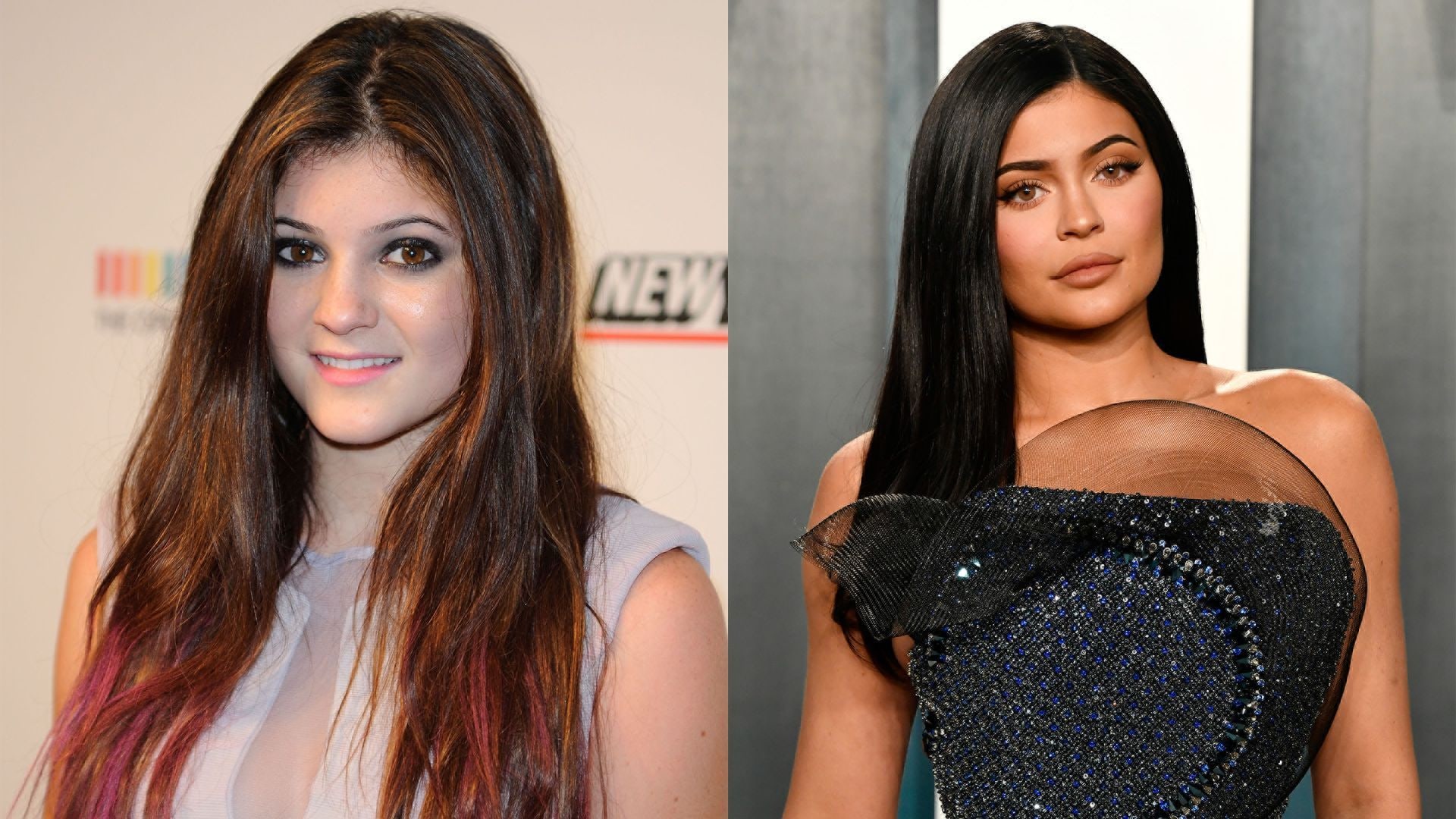 Left: Kylie Jenner in 2011 Right: Kylie Jenner in 2020
