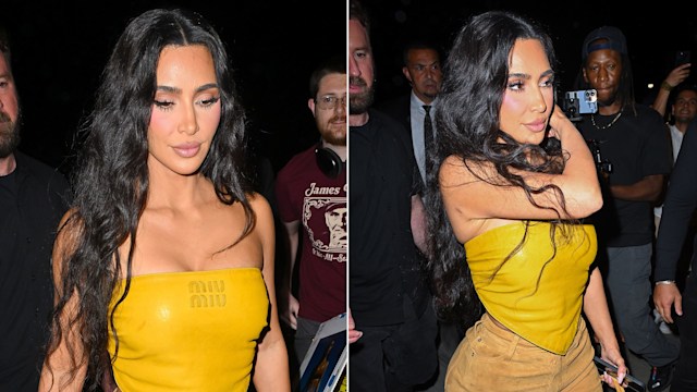 Kim Kardashian wearing yellow Miu Miu