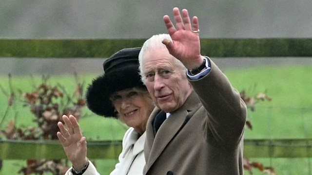 charles and camilla waving in sandringham