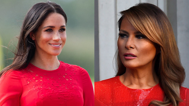 Meghan Markle and Melania Trump wearing red