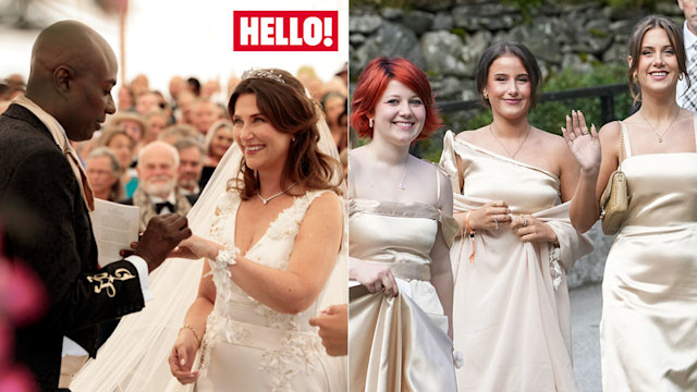 Martha Louise and Durek on their wedding day with the princess's daughters Maud, Leah, and Emma