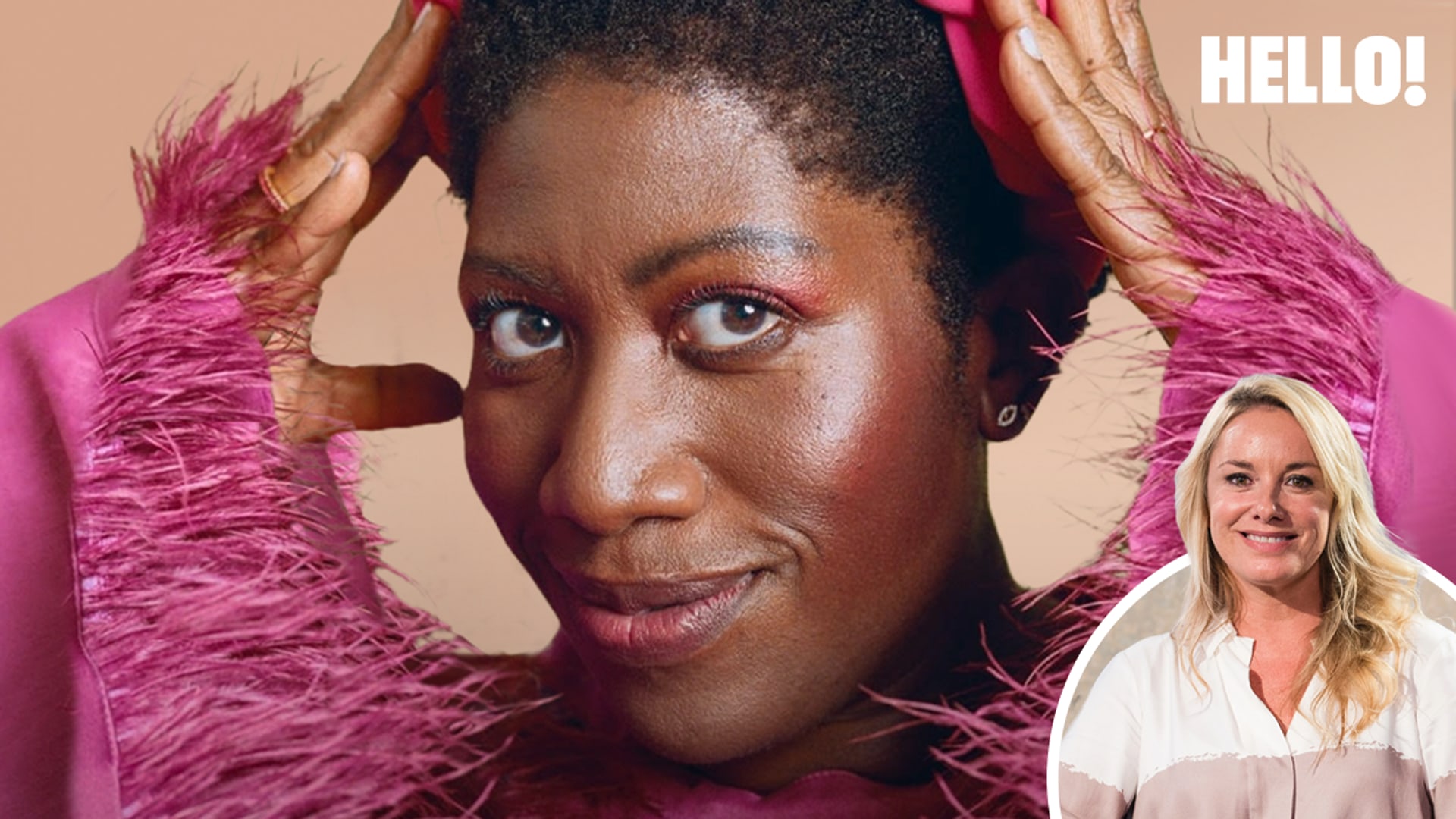 HELLO!'s Second Act podcast logo with special guest Tamzin Outhwaite