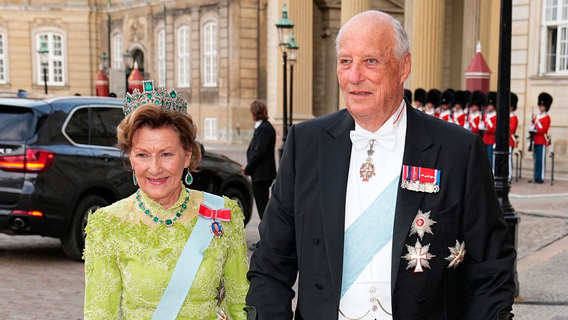 King Harald pictured for the first time with family since hospitalisation