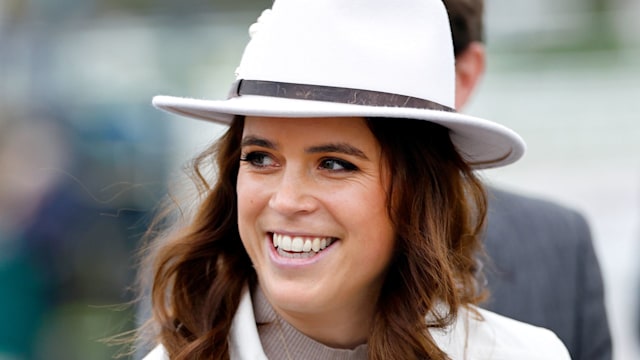 Princess Eugenie wearing white hat