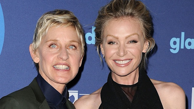 Ellen DeGeneres and Portia de Rossi attend the 26th annual GLAAD Media Awards in 2015