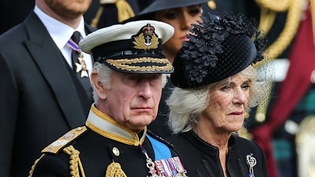 King Charles and Queen Camilla at Queen Elizabeth II's funeral