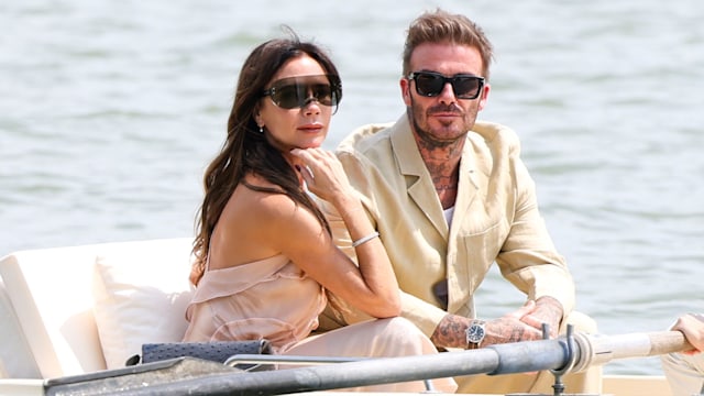 Victoria and David Beckham on a boat in Versailles