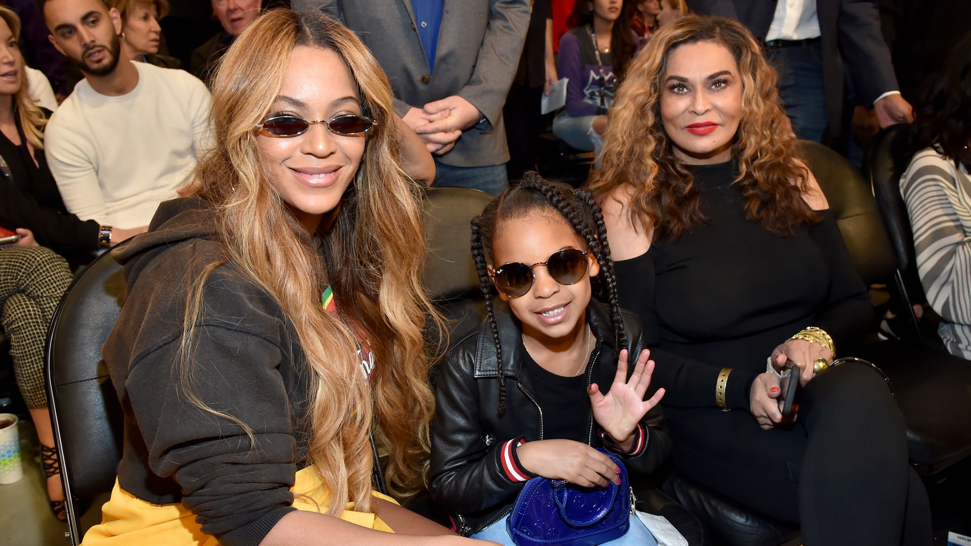 Beyonce and Blue Ivy with her mom Tina Knowles