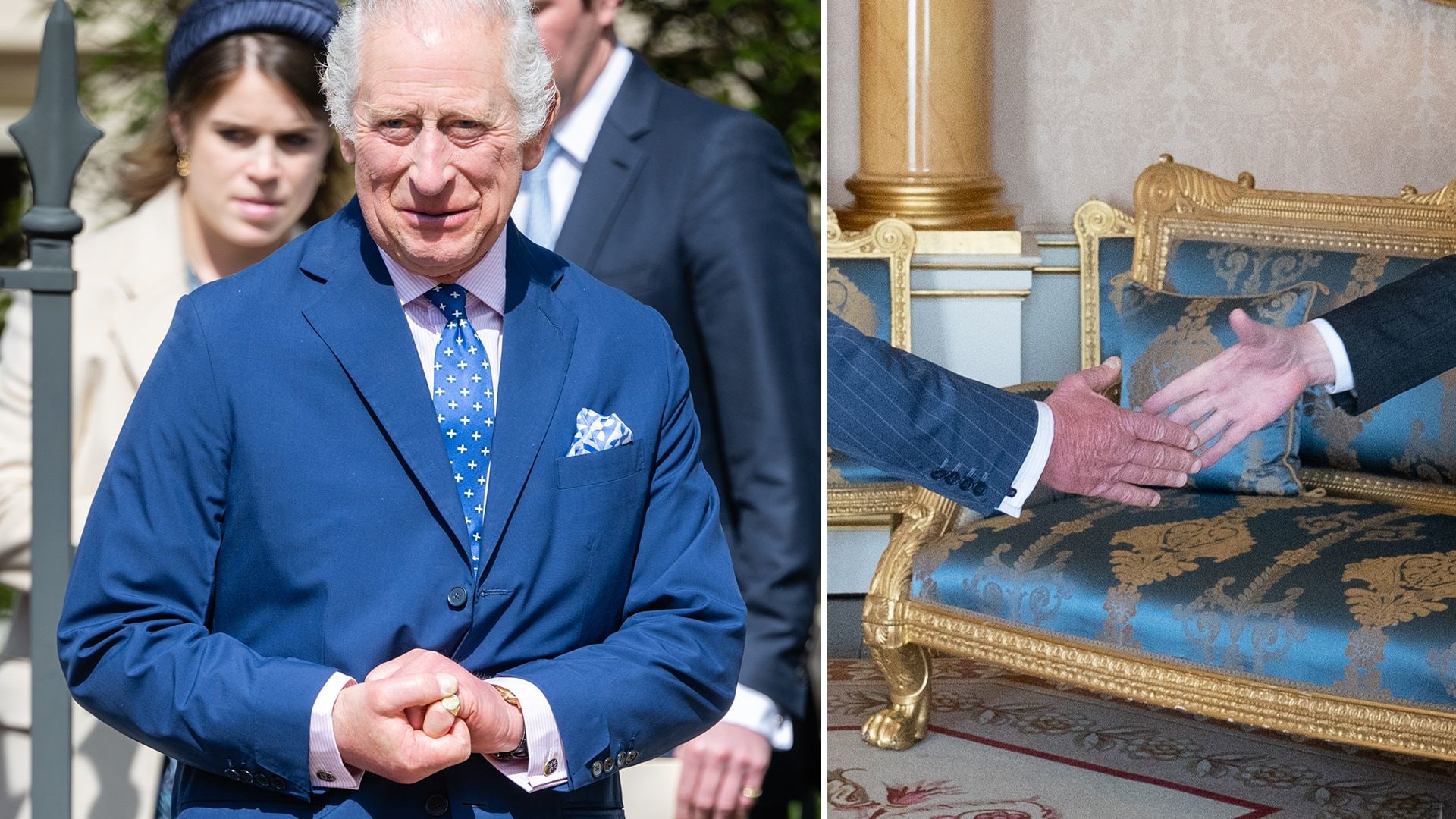 King Charles III's and a close up of his hands