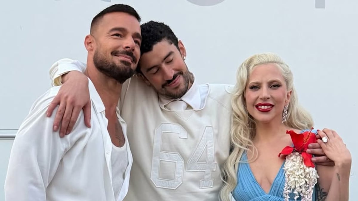 The signs for Lady Gaga and Ricky Martin's Super Bowl surprise with Bad Bunny
