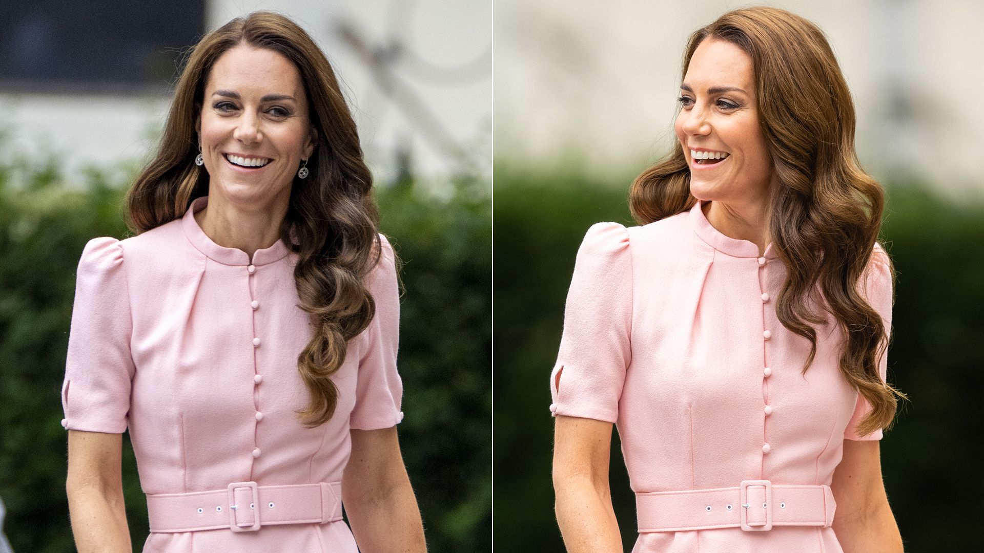 The Princess of Wales wears a pink Beulah London dress