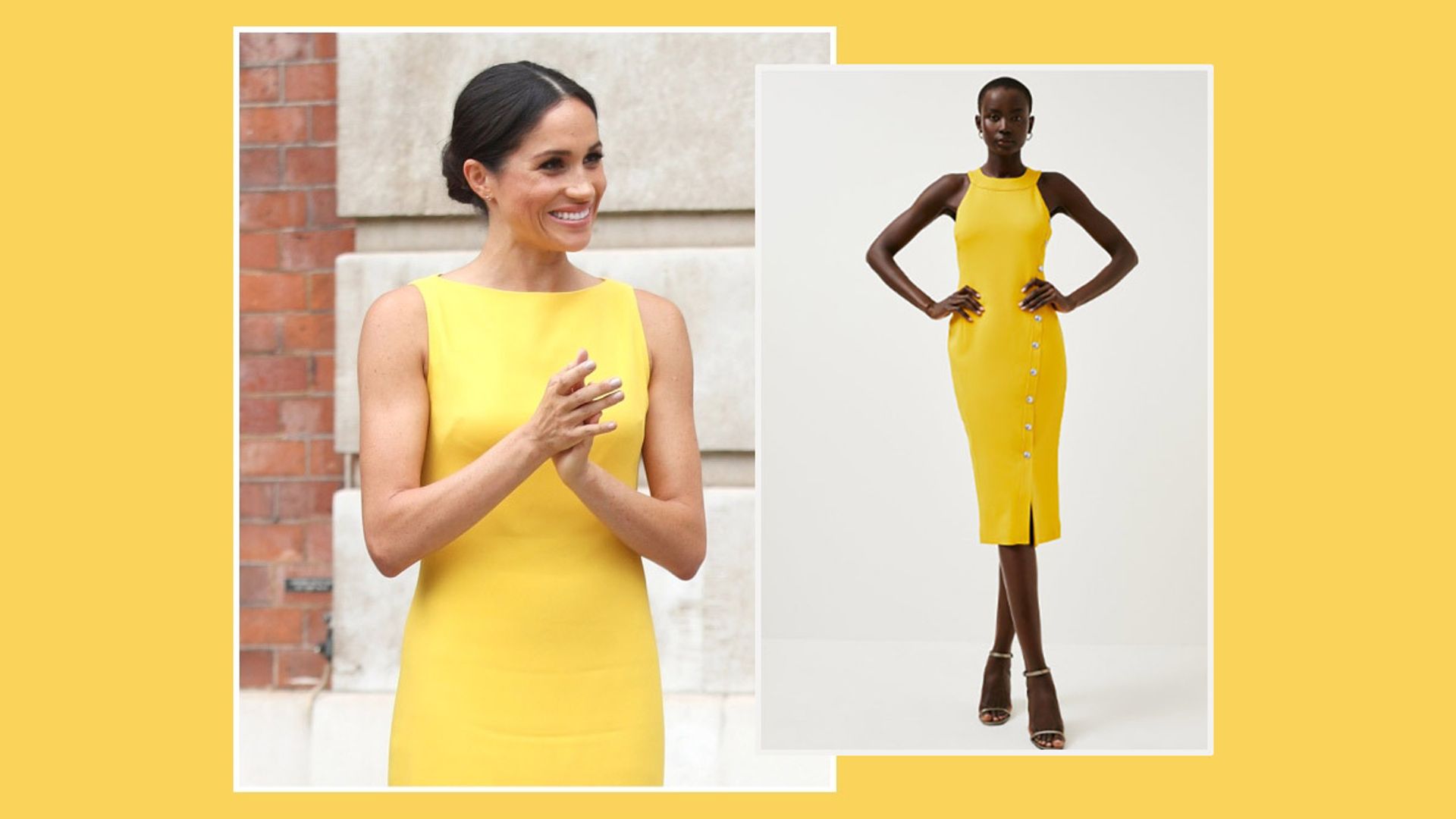 Loved Meghan Markle's elegant sunshine yellow dress? This Karen Millen lookalike is 40% off in the sale