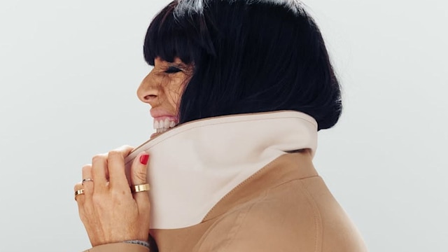 Claudia Winkleman wears the Jaeger Jaeger Pure Cotton Belted trench for M&S