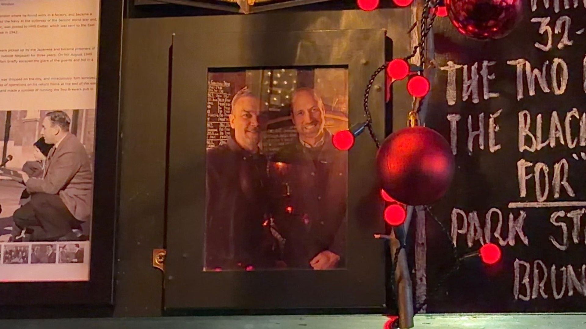 A photo of Prince William and Stuart now hangs to the site of a board in the Windsor pub