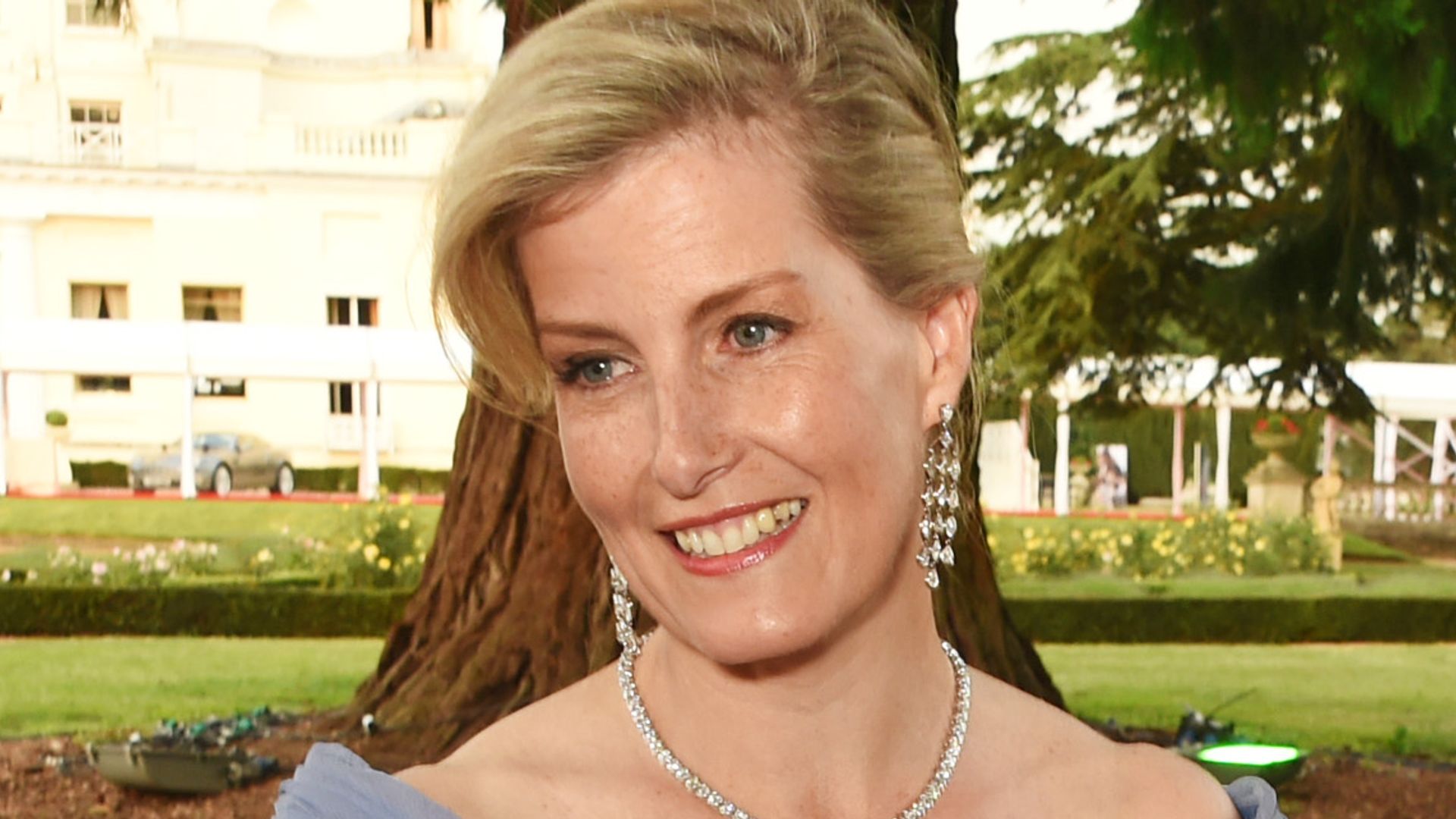 Duchess Sophie was unrecognisable in sequin wedding guest dress and brunette pixie cut