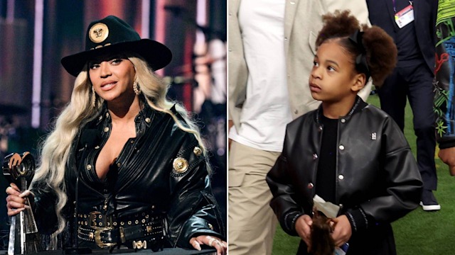 Beyonce and Rumi Carter split image 