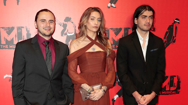 Prince Jackson, Paris Jackson and Bigi Jackson attend the opening night of "MJ: The Musical" at Prince Edward Theatre on March 27, 2024 in London, England. (Photo by John Phillips/Getty Images)