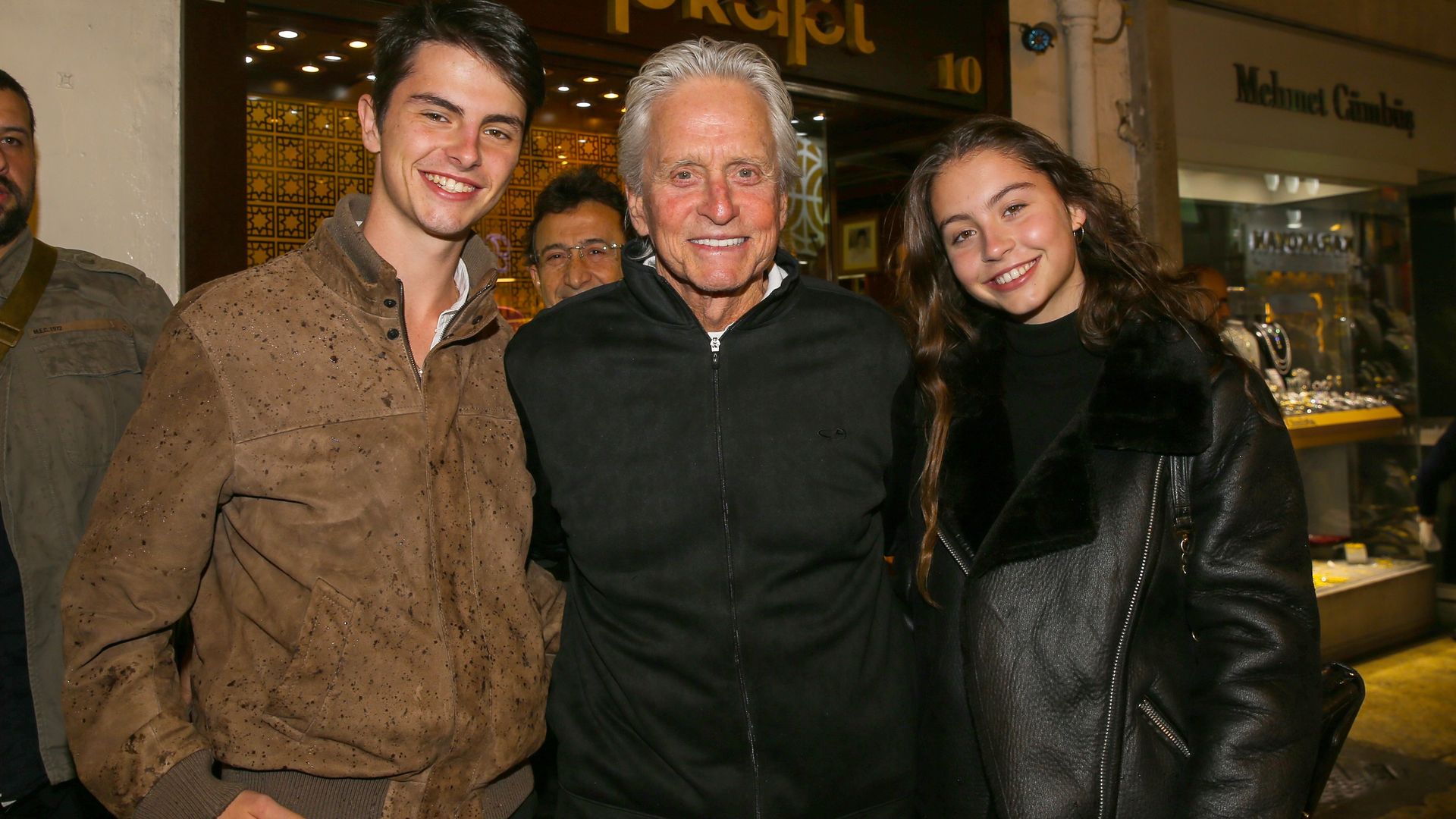 Michael Douglas with his children Dylan and Carys 
