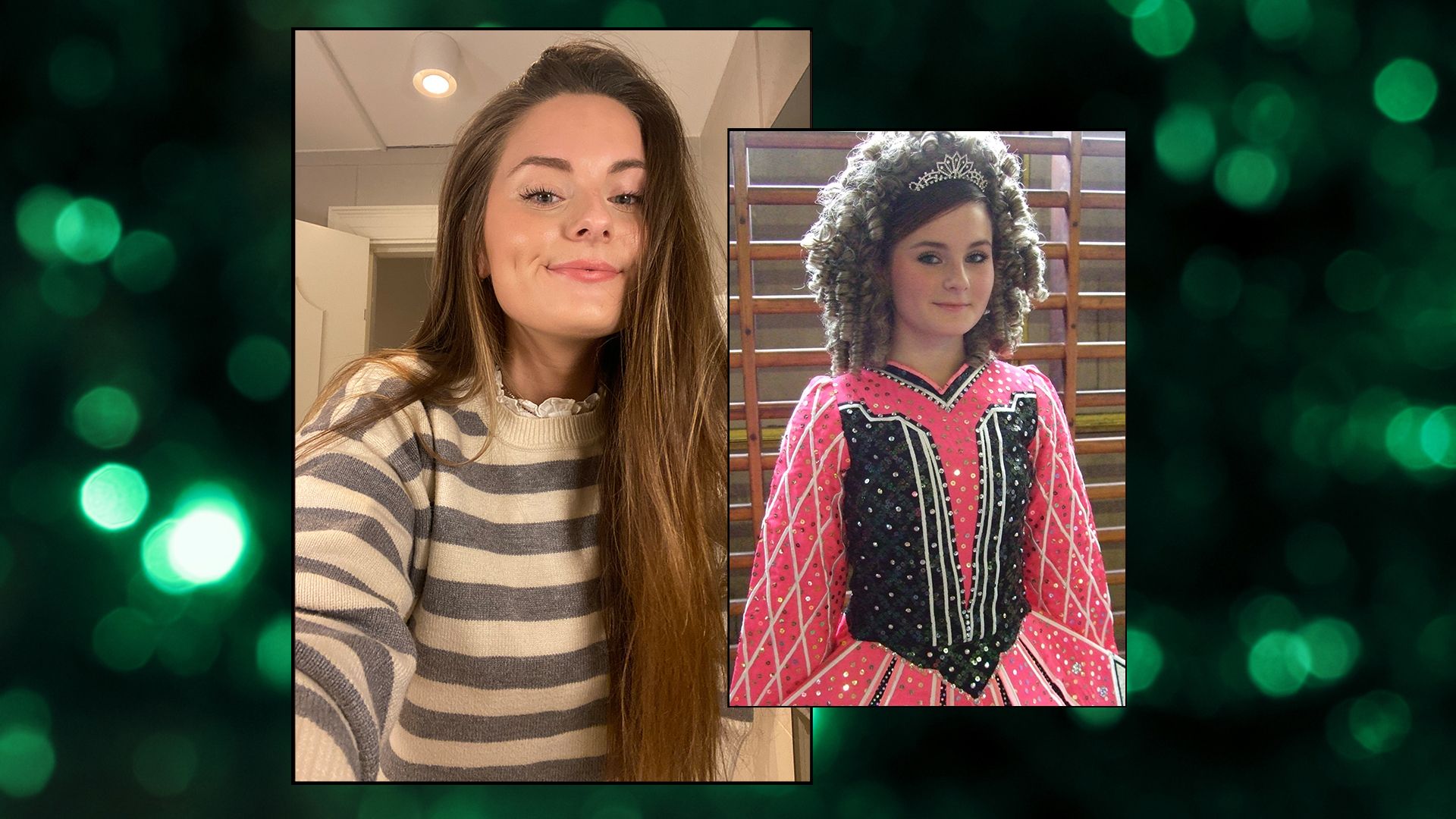 collage of woman and teen girl in Irish dancing clothes