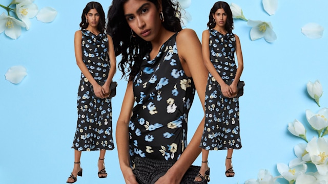 split image marks and spencer dress floral background