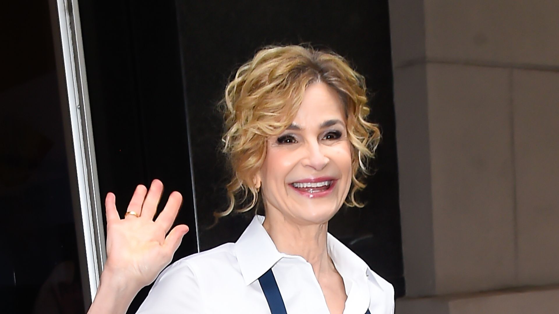 Kyra Sedgwick is seen outside "Fox Studio" on May 23, 2024 in New York City. (Photo by Raymond Hall/GC Images)