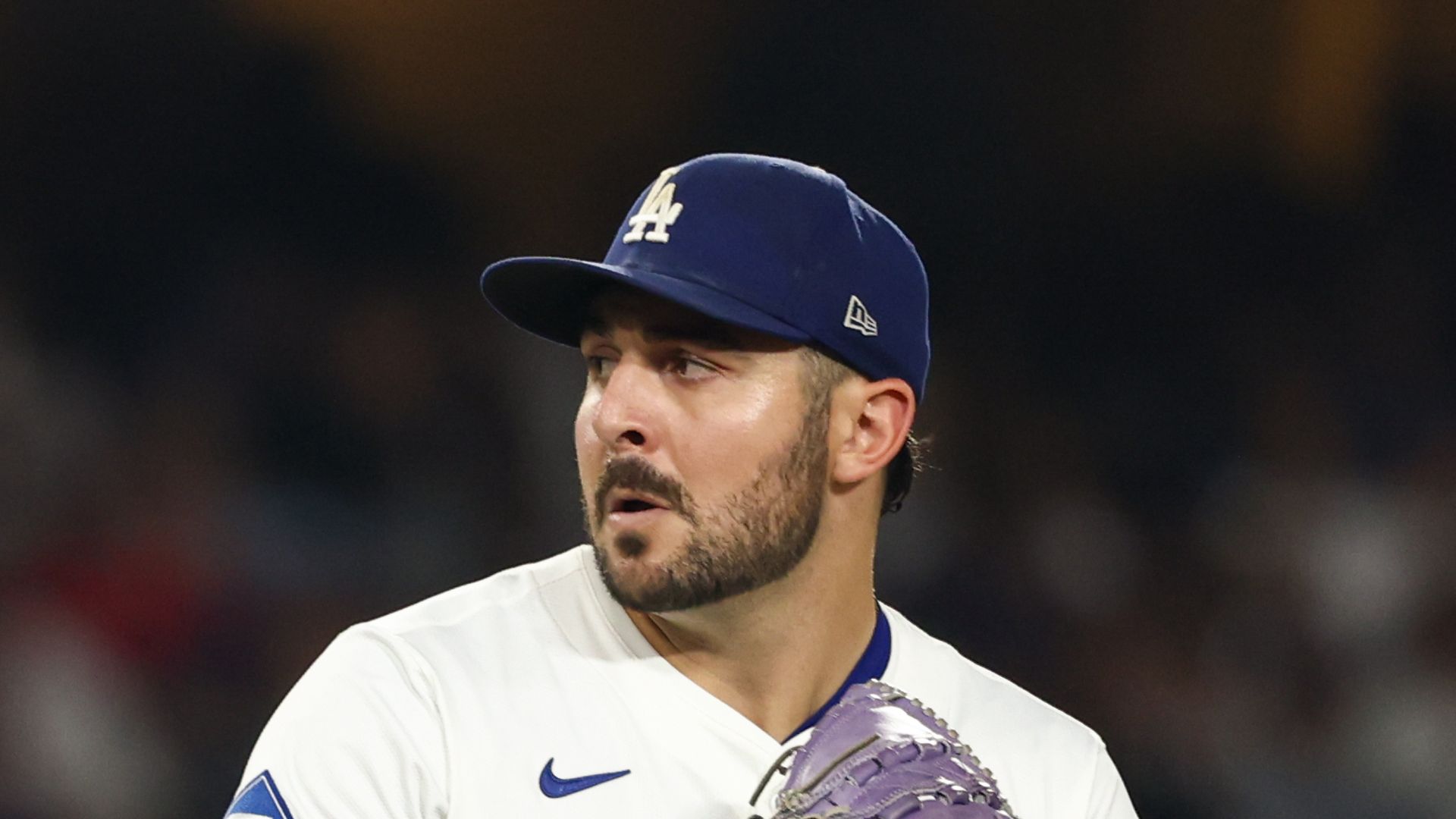 Alex Vesia #51 of the Los Angeles Dodgers pitches during Game One of the National League Wild Card Series between the Cincinnati Reds and the Los Angeles Dodgers at Dodger Stadium on Tuesday, September 30, 2025