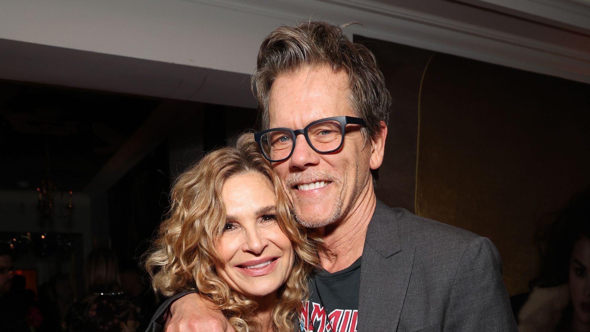 Kyra Sedgwick is glowing as she cozies up to Kevin Bacon in new photo from star-studded night out