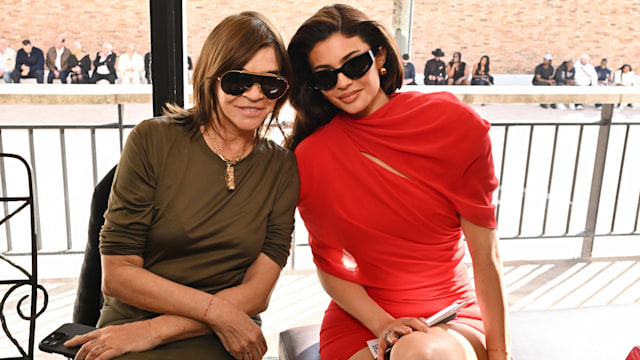 Carine Roitfeld and Kylie Jenner attend the "Les Sculptures" Jacquemus' Fashion Show at Fondation Maeght on January 29