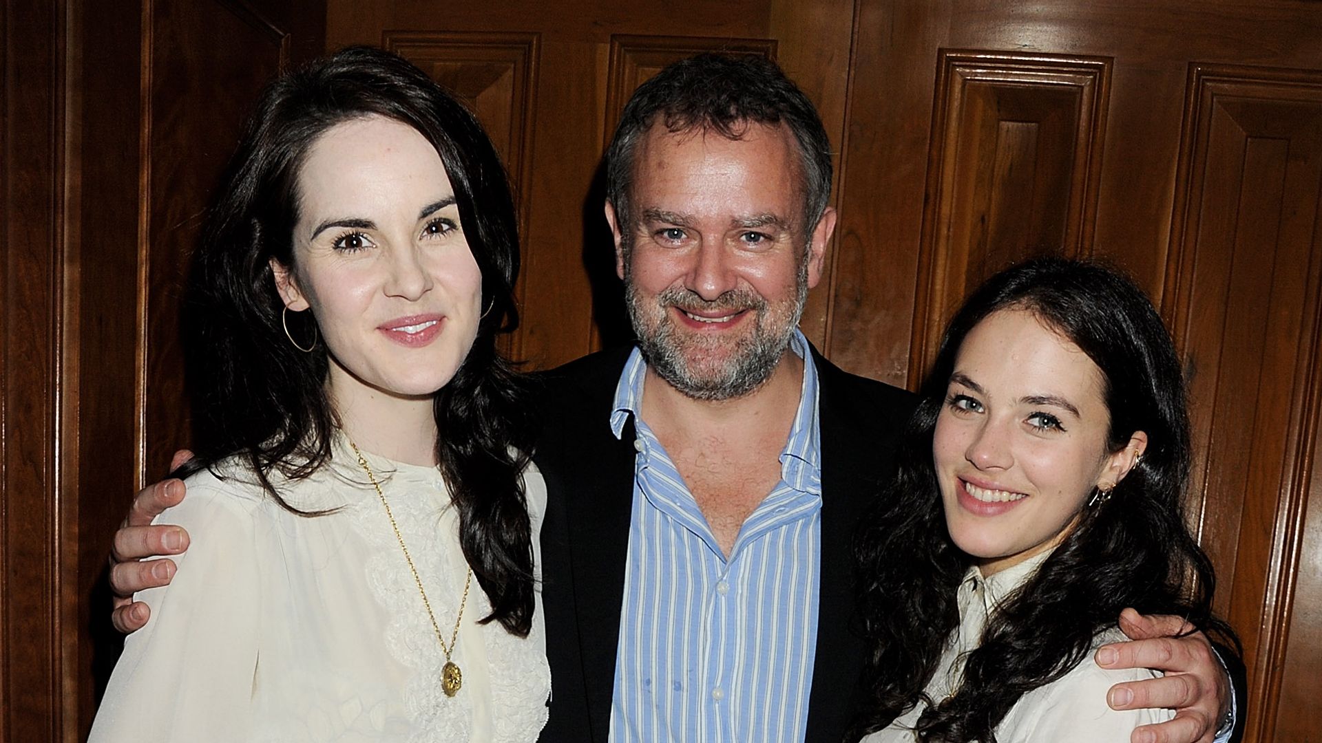 Downton Abbey's Hugh Bonneville supports on-screen daughter Jessica Brown Findlay on special night out