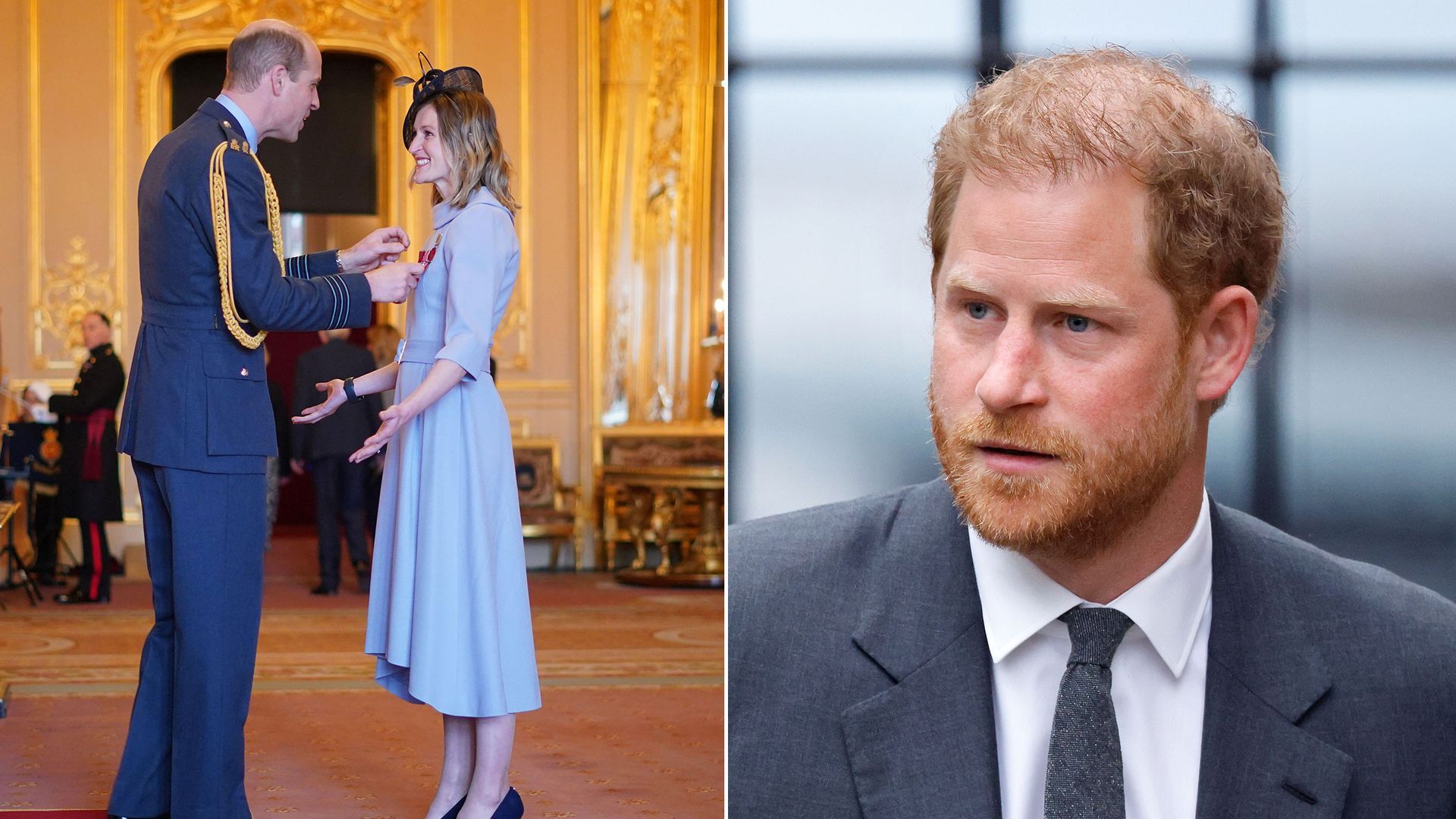 William hosts an investiture as Harry returns to California