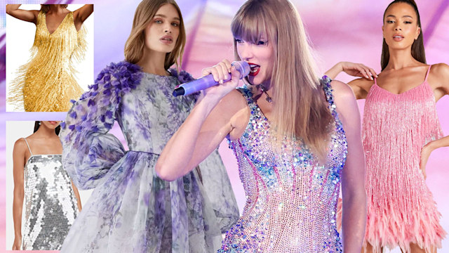 Eras tour concert ideas - taylor swift with models wearing eras dresses