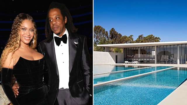 split image showing Beyoncé and Jay-Z and their eye-watering $200m mega-mansion