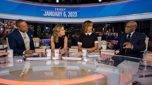 Hoda Kotb and Savannah Guthrie looking seriously off to the right