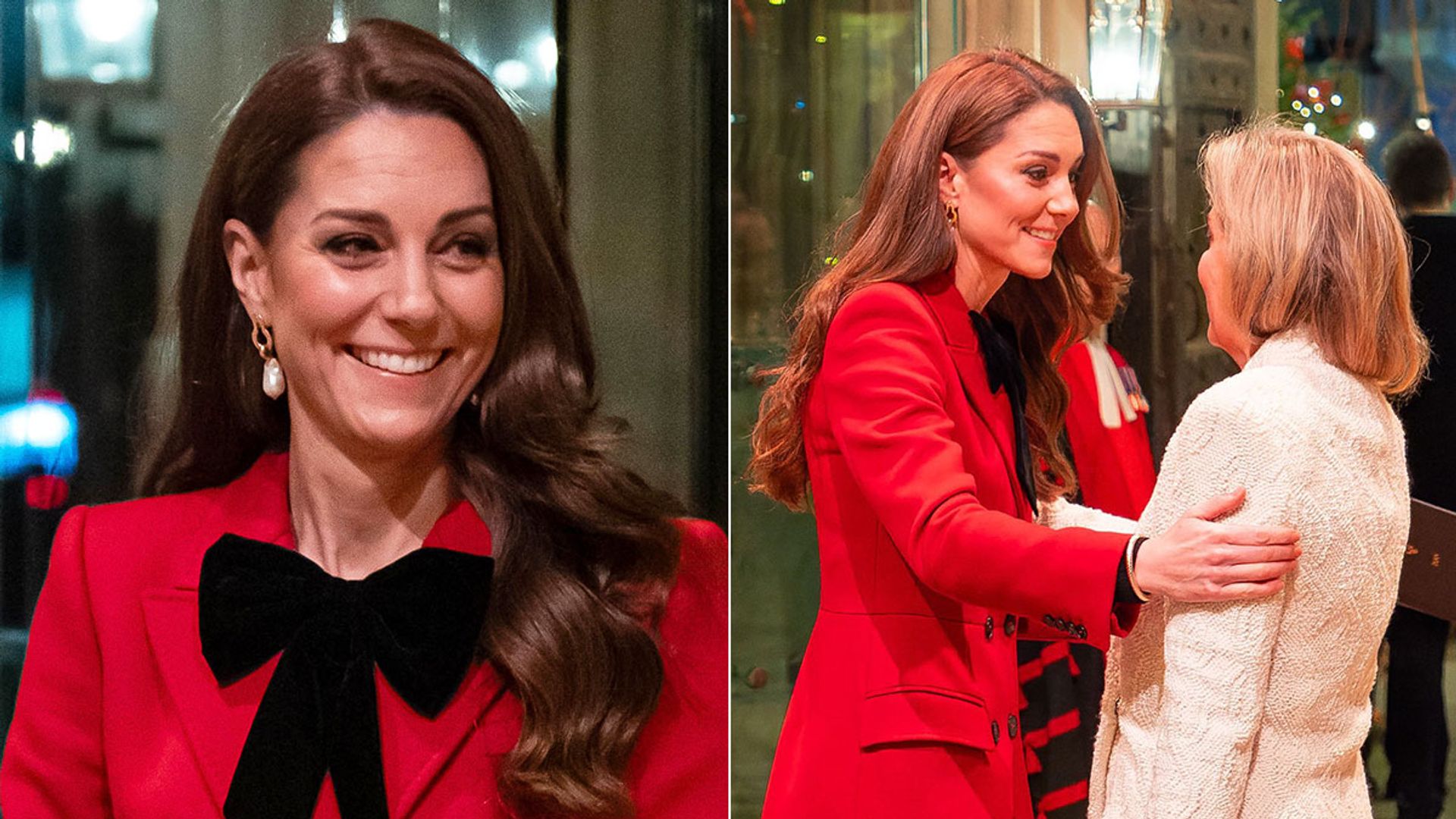 The Princess of Wales kisses Duchess Sophie during private moment at carol service