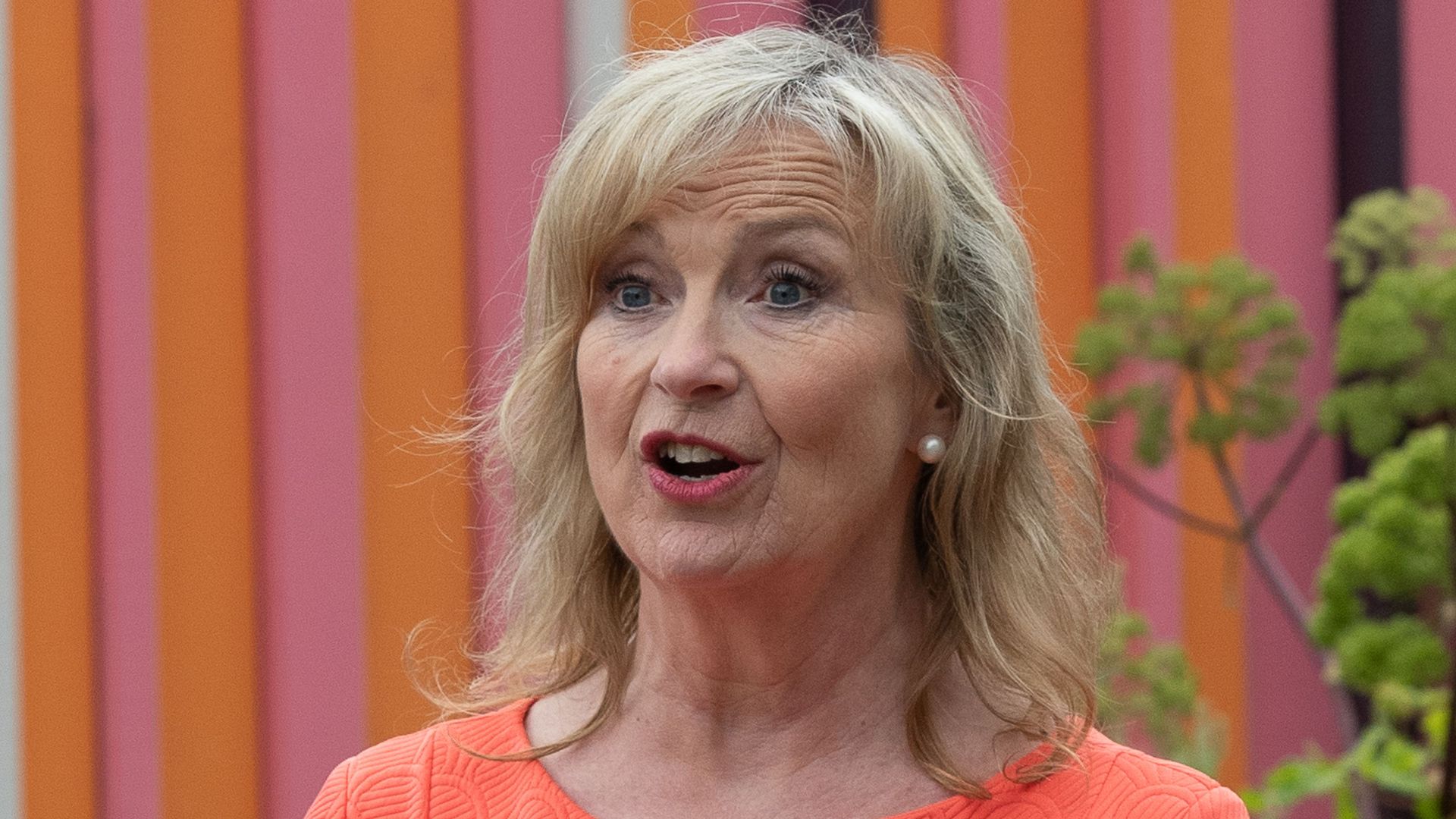 Carol Kirwood was broadcasting the BBC Weather live from Chelsea Flower Show 