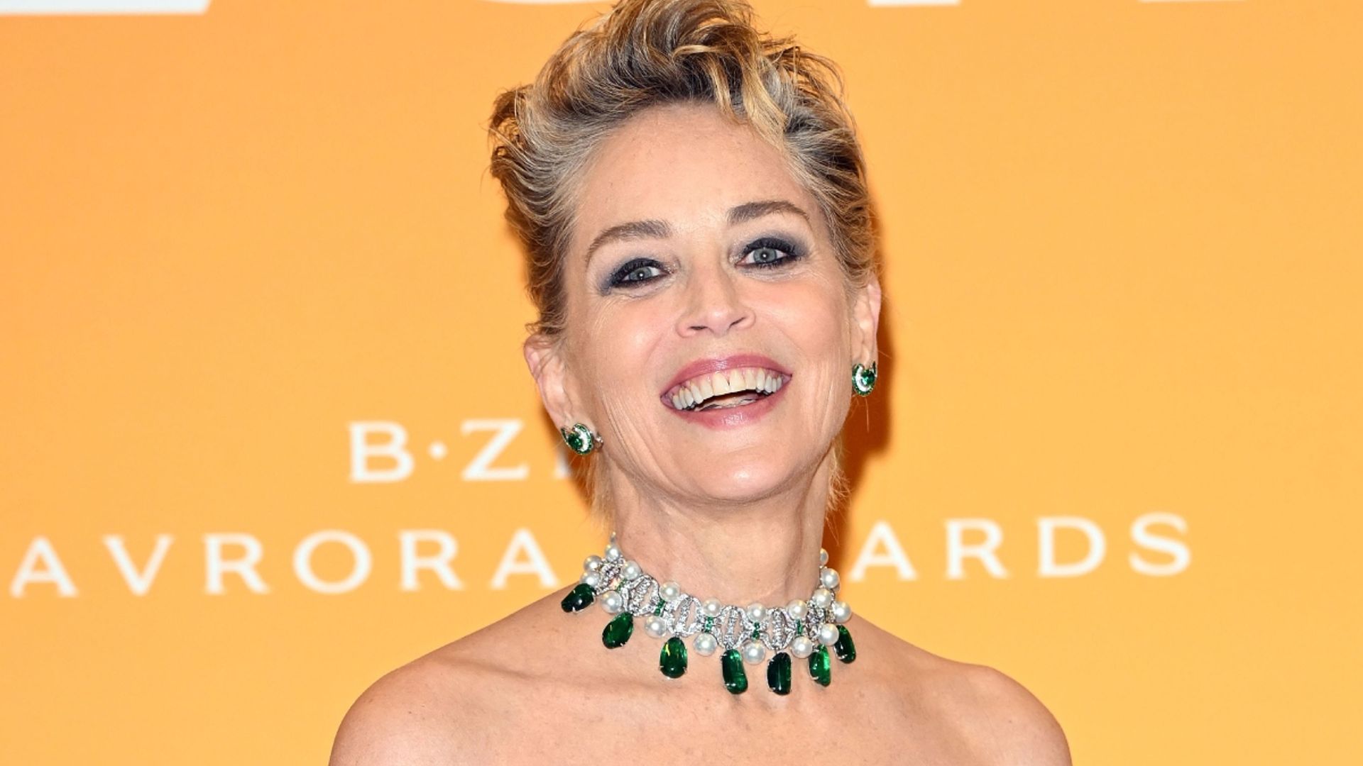 Sharon Stone 63 Shows Off Her Iconic Curves In Slinky Black Gown Hello