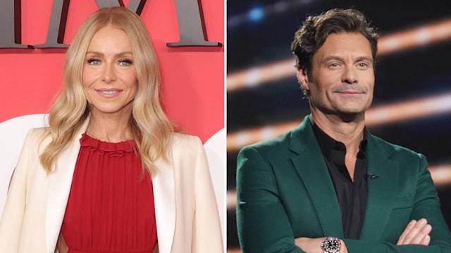 Split image of Kelly Ripa and Ryan Seacrest