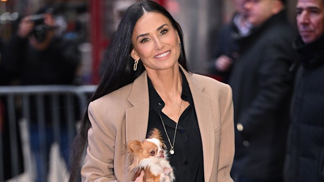 demi moore with dog pilaf
