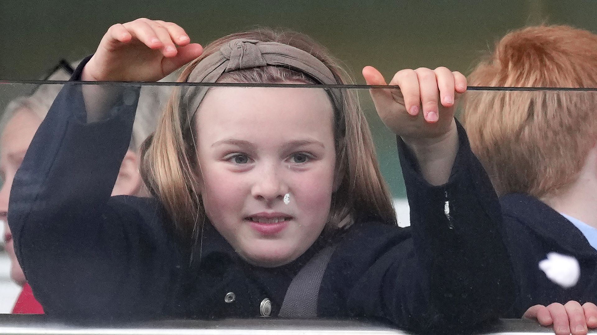 Mia Tindall tears up her betting slip and throws it over the balcony at the New Years Day Meeting at Cheltenham Racecourse, Cheltenham, Gloucestershire, UK, on the 1st January 2024