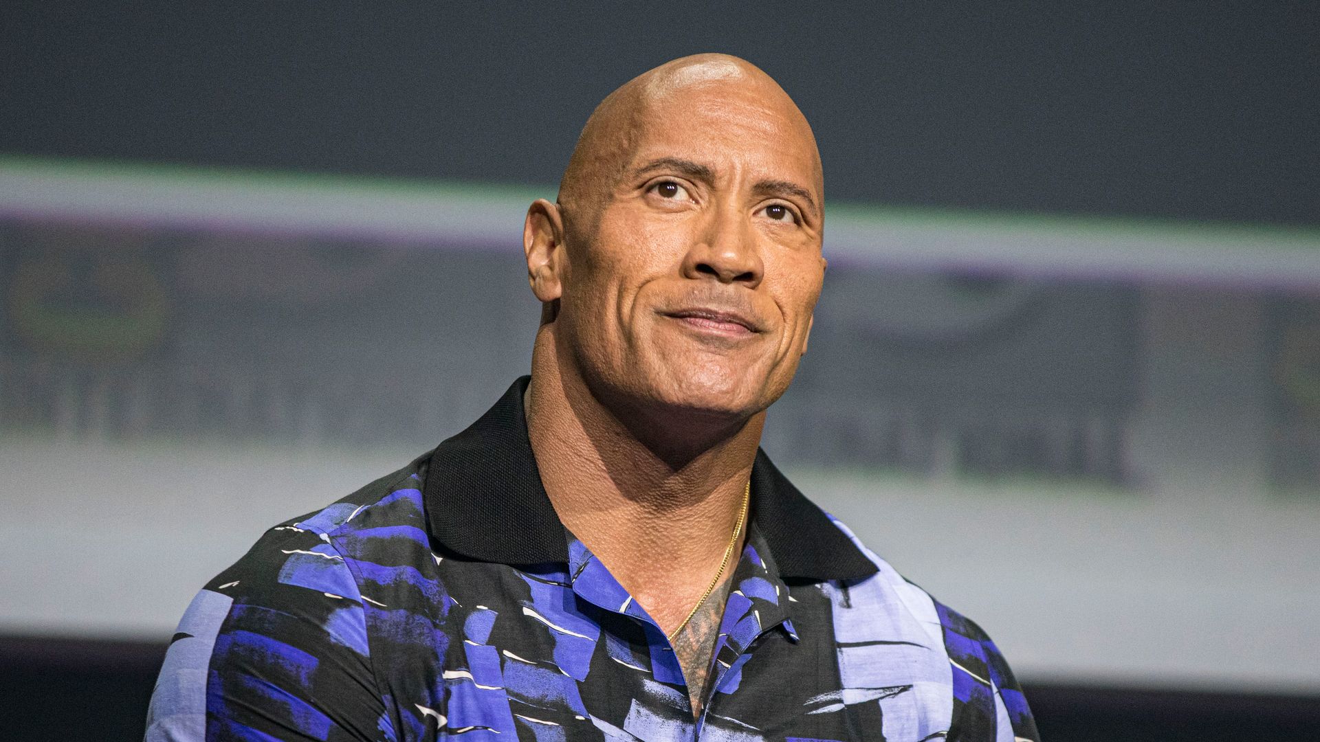 dwayne johnson panel purple shirt