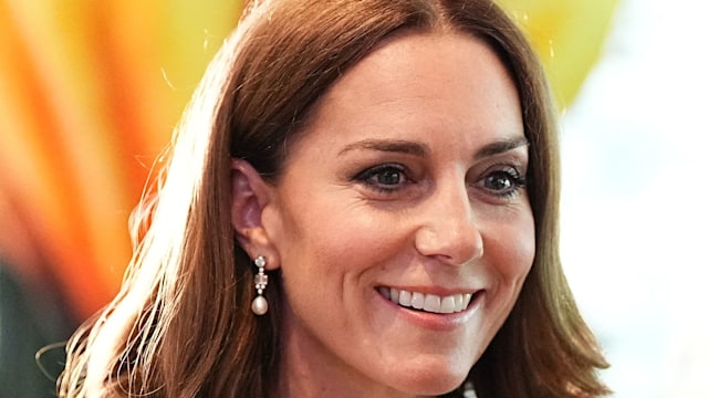 Kate Middleton, the Princess of Wales smiles during a visit to present "The Queen Elizabeth II Award for British Design" at The British Design Council, 180 Studios in central London, on May 13, 2025. 