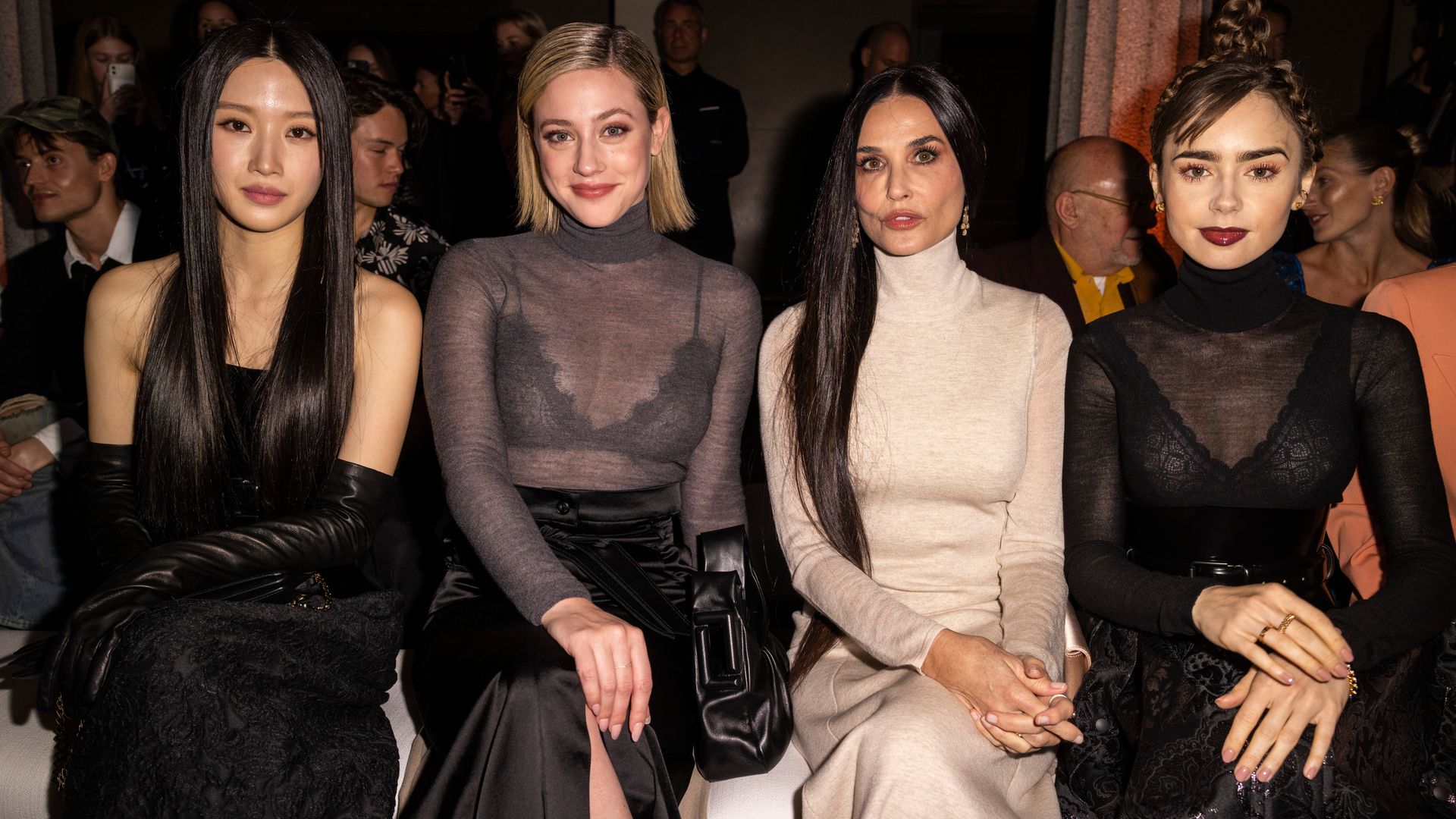 Mun Ka-Young, Lili Reinhart, Demi Moore and Lily Collins attend the Max Mara Resort 2024 Collection Fashion Show