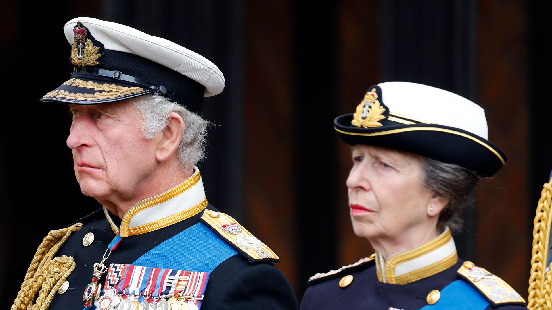King Charles and Princess Anne at Queen Elizabeth's funeral