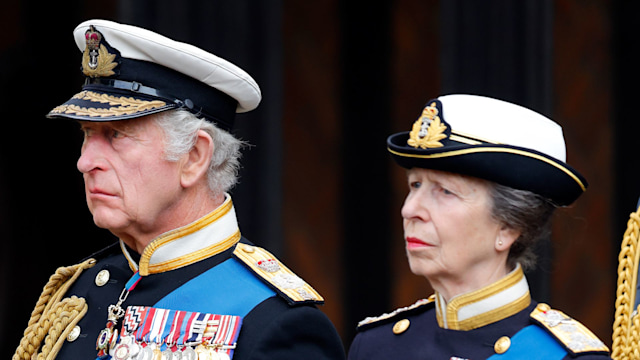 King Charles and Princess Anne at Queen Elizabeth's funeral