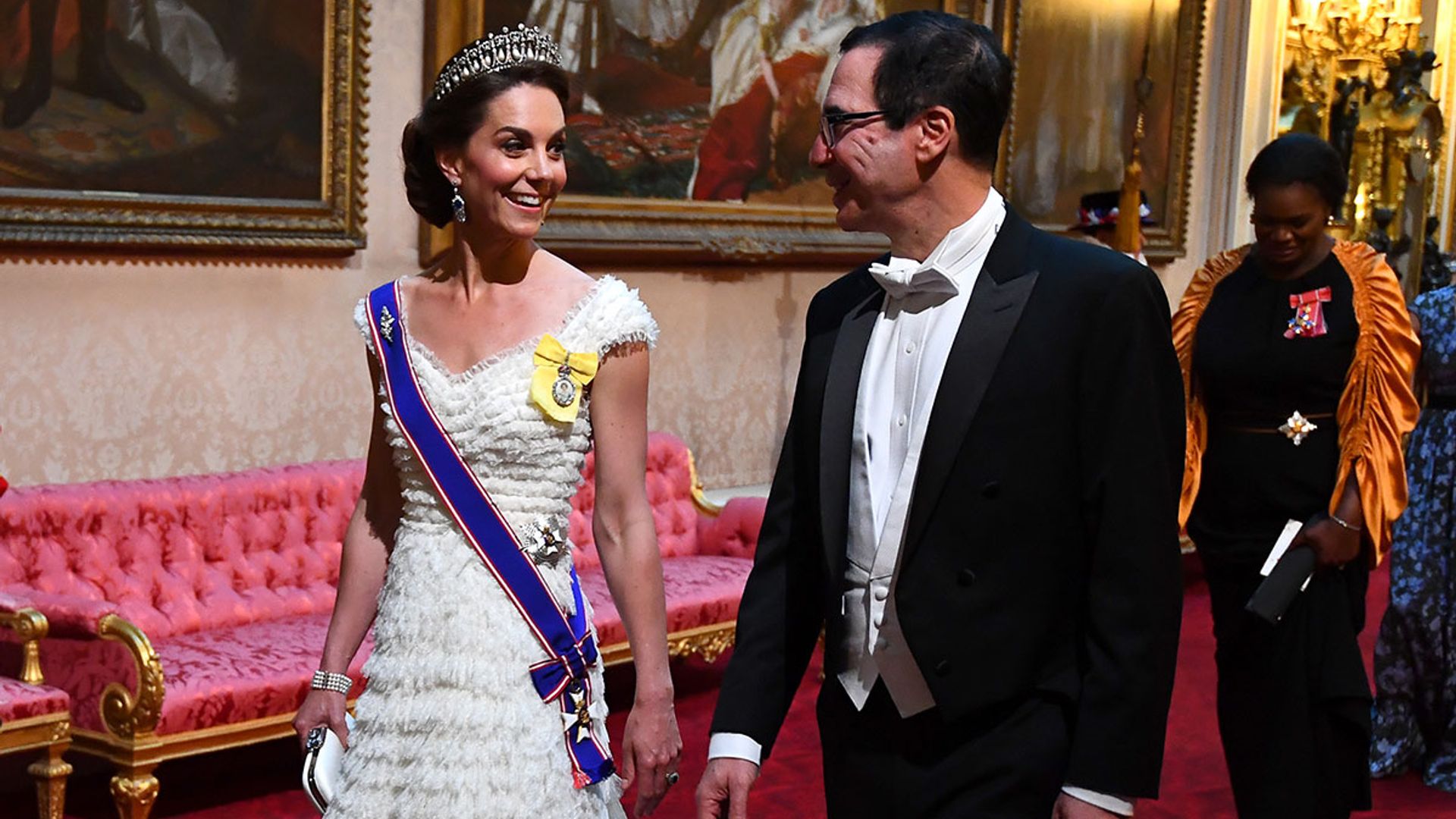 kate middleton at state banquet in white