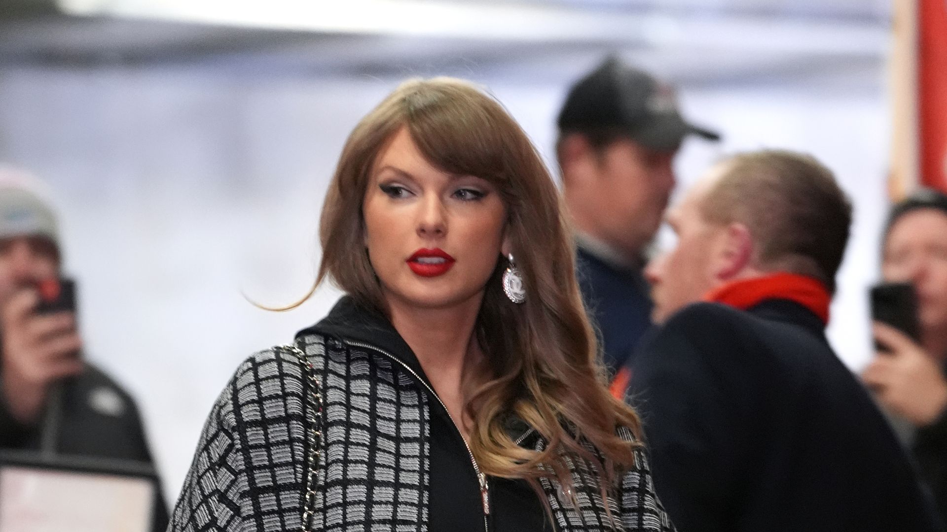 Taylor Swift arrives prior to the AFC Divisional Playoff game between the Houston Texans and Kansas City Chiefs at GEHA Field at Arrowhead Stadium on January 18, 2025 in Kansas City, Missouri. (Photo by Perry Knotts/Getty Images)