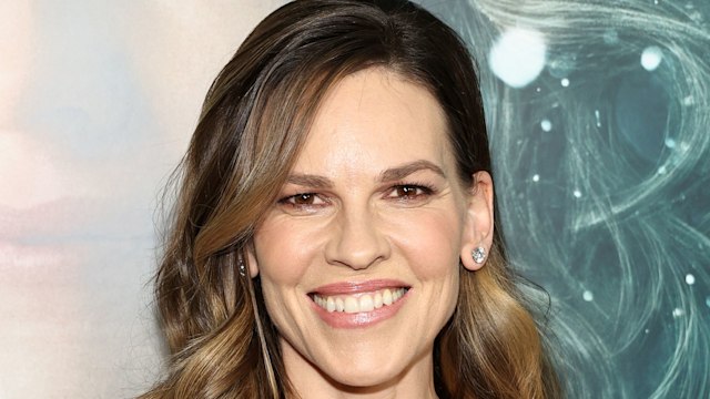 hilary swank red dress ordinary angels premiere nyc