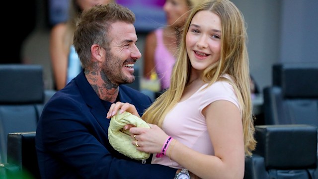 David Beckham shares moment with his daughter Harper during the Major League Soccer (MLS) regular season football match